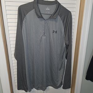 Under Armour Men's Two-Tone Gray Long-Sleeve Quarter Zip Pullover